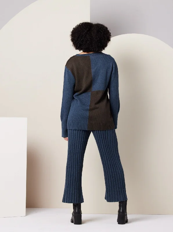 Paloma Sweater - Dark Blue Colorblock