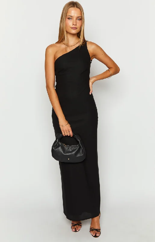 Pluto Black Linen Blend Maxi Dress