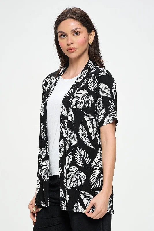 Print Stretchy Drape Jacket Short Sleeve -4004BN-SRP1-W388