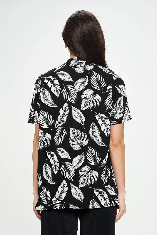 Print Stretchy Drape Jacket Short Sleeve -4004BN-SRP1-W388