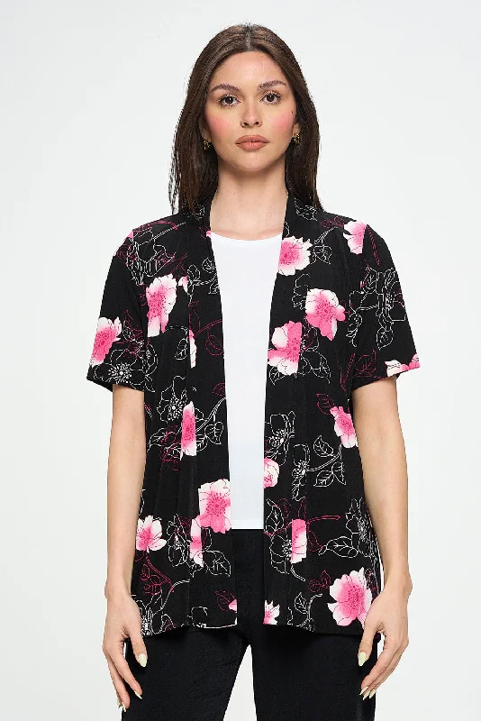 Print Stretchy Drape Jacket Short Sleeve -4004BN-SRP1-W380