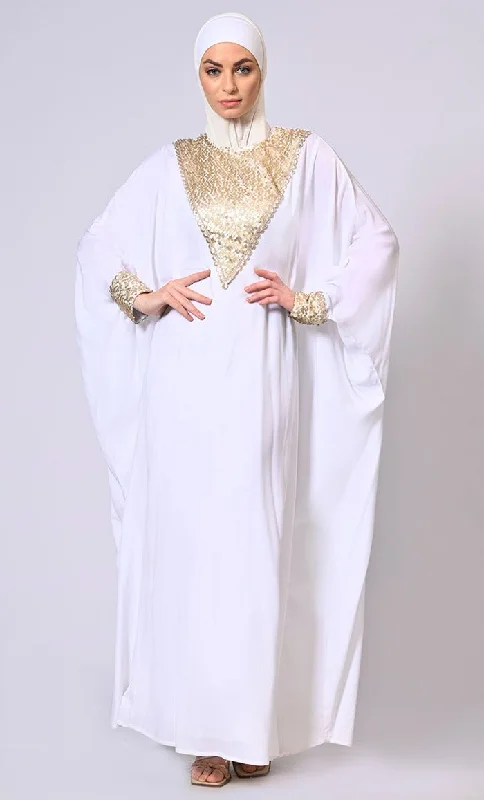 Sequin Splendor: Elegant Kaftan with Sparkling Accent