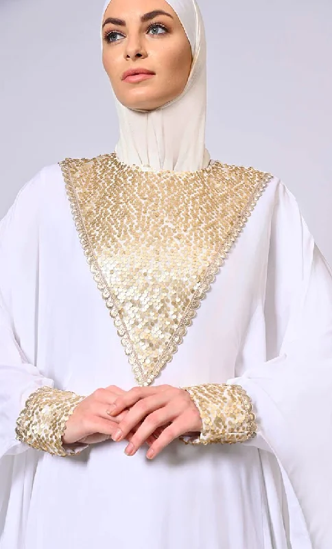 Sequin Splendor: Elegant Kaftan with Sparkling Accent