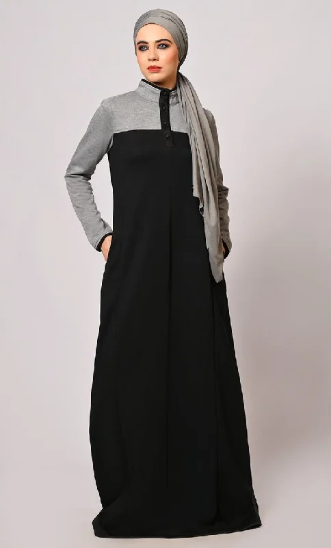 Stay Warm and Stylish: The Two-Color Fleece Abaya