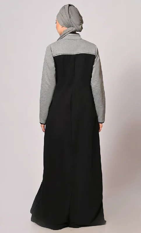 Stay Warm and Stylish: The Two-Color Fleece Abaya