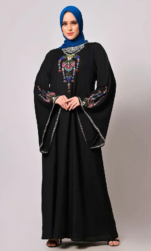 Stitched To Perfection: Black Embroidered Abaya