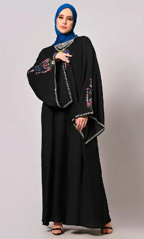 Stitched To Perfection: Black Embroidered Abaya