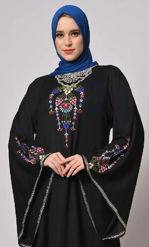 Stitched To Perfection: Black Embroidered Abaya