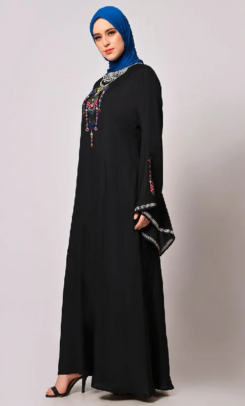 Stitched To Perfection: Black Embroidered Abaya