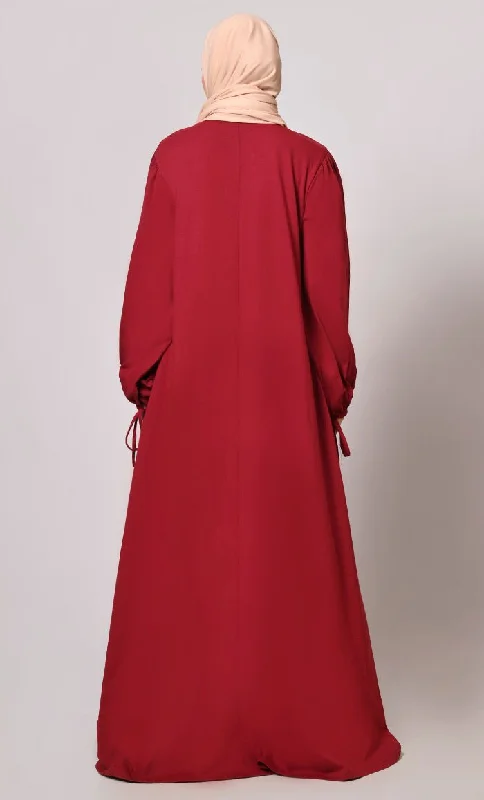 Stylish Maroon Abaya with Pockets