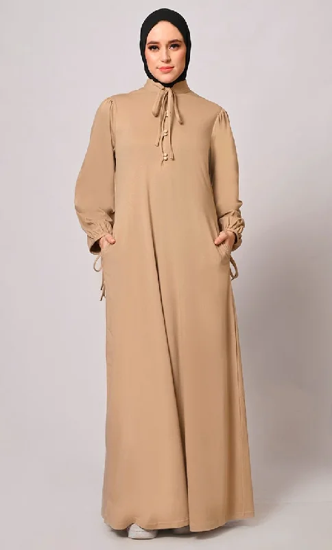 Stylish Sand Abaya with Pockets