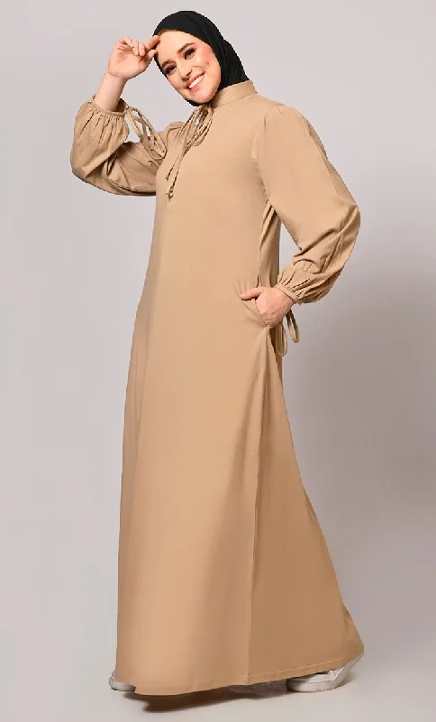 Stylish Sand Abaya with Pockets