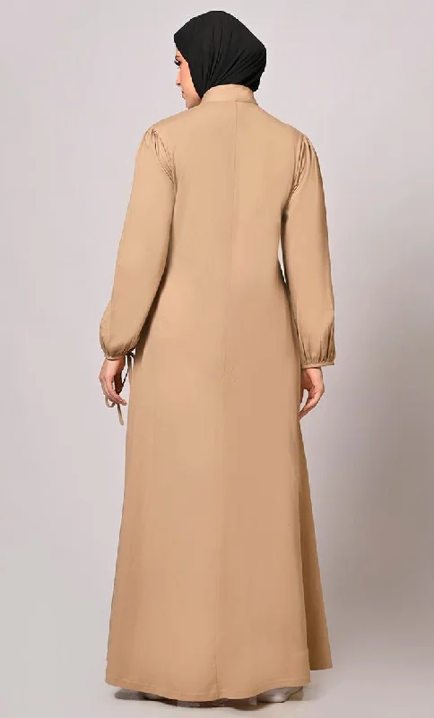 Stylish Sand Abaya with Pockets