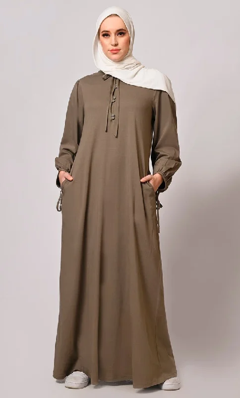 Stylish Dark Grey Abaya with Pockets