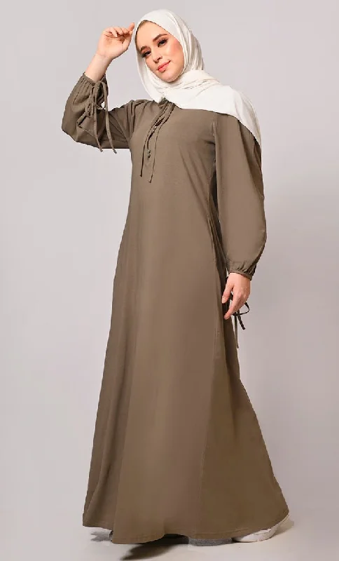 Stylish Dark Grey Abaya with Pockets