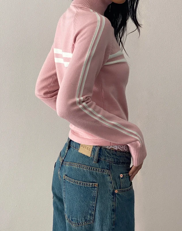 Talisa Sporty Zip Through Jacket in Knit Pink