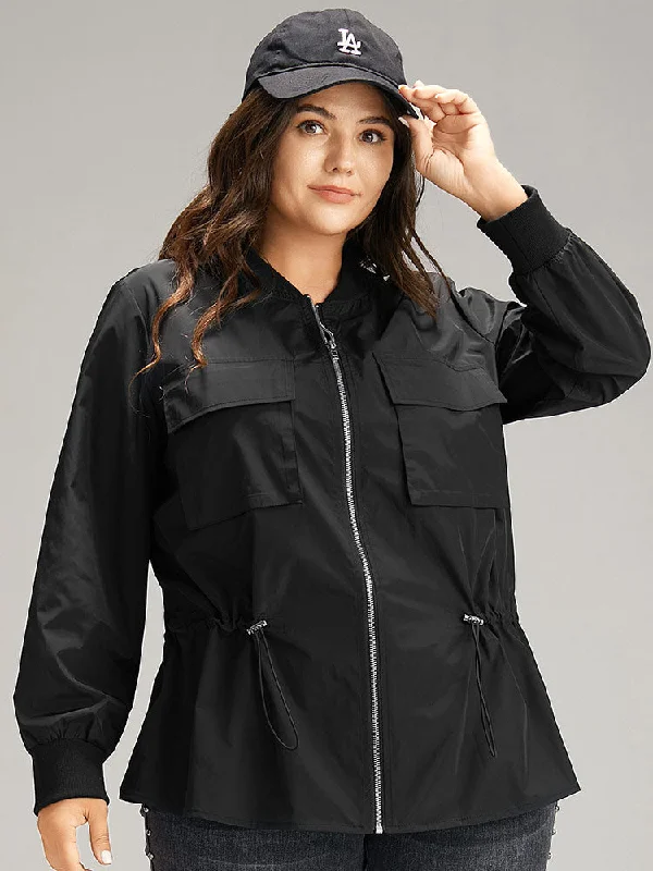 Wind-Resistant Zipper Fly Drawstring Jacket