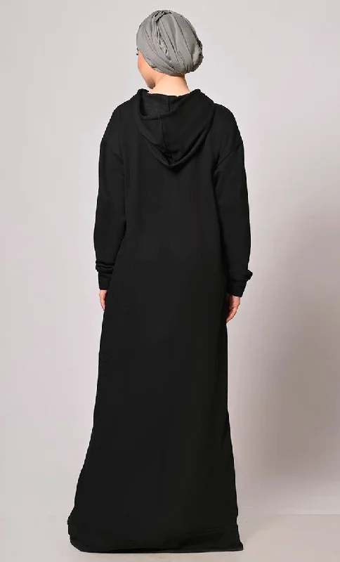 Winter Wardrobe Essential: Black Fleece Hooded Abaya