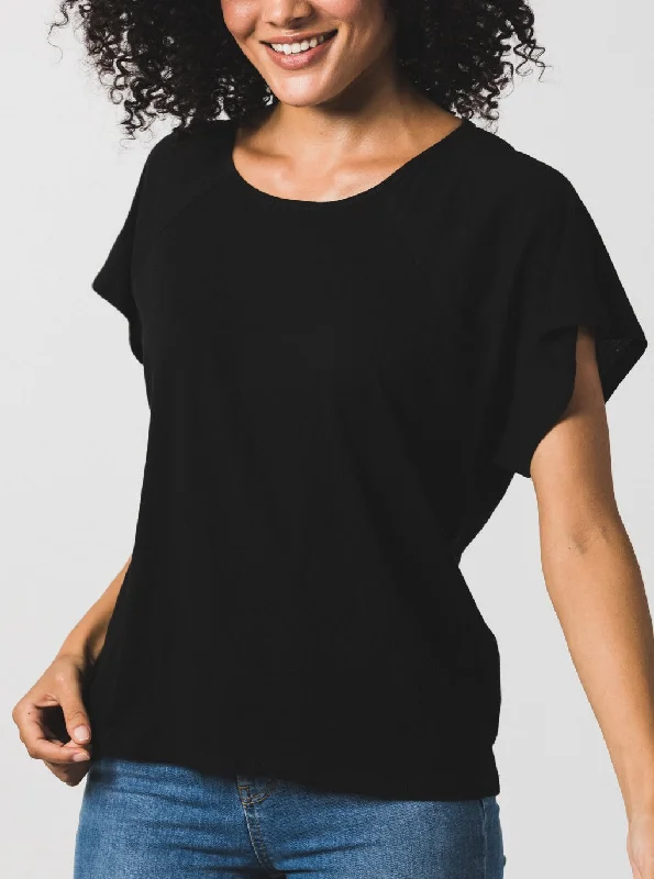 Women's Raglan Crew - Black