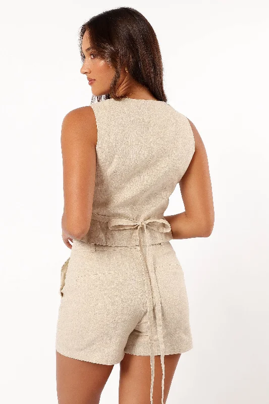 Allegra Linen Vest - Natural