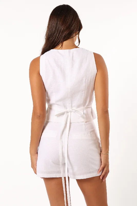 Allegra Linen Vest - White