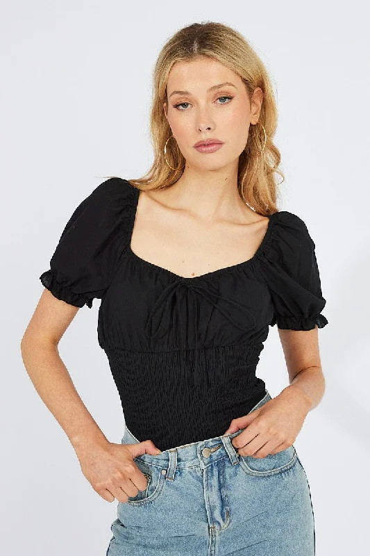 Black BodySuit Short Sleeve