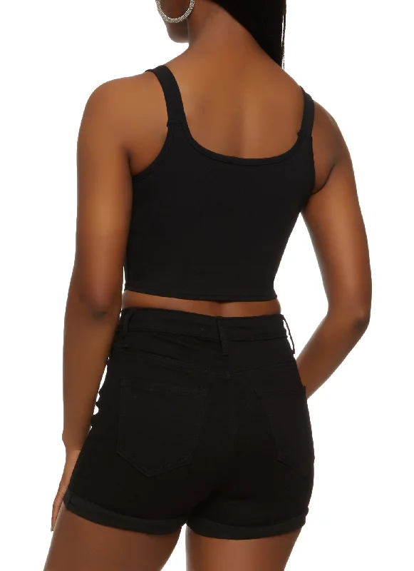 Buckle Strap Cropped Corset Tank Top