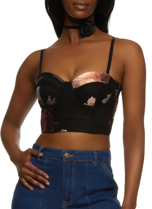 Floral Cropped Bustier Top