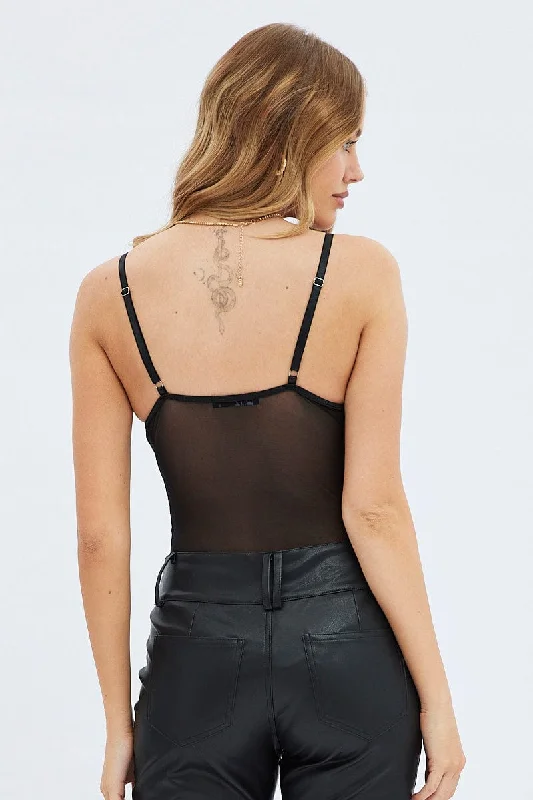 Black Lace One Piece Bodysuit