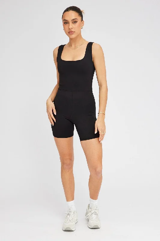 Black Romper Sleeveless Back Strap