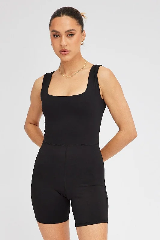 Black Romper Sleeveless Back Strap