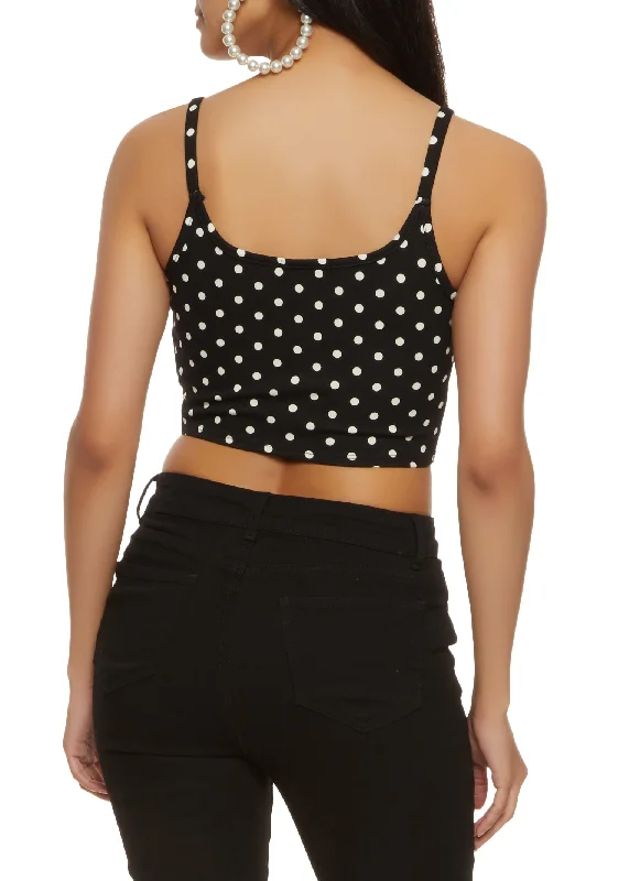 Polka Dot Print Square Neck Corset Top