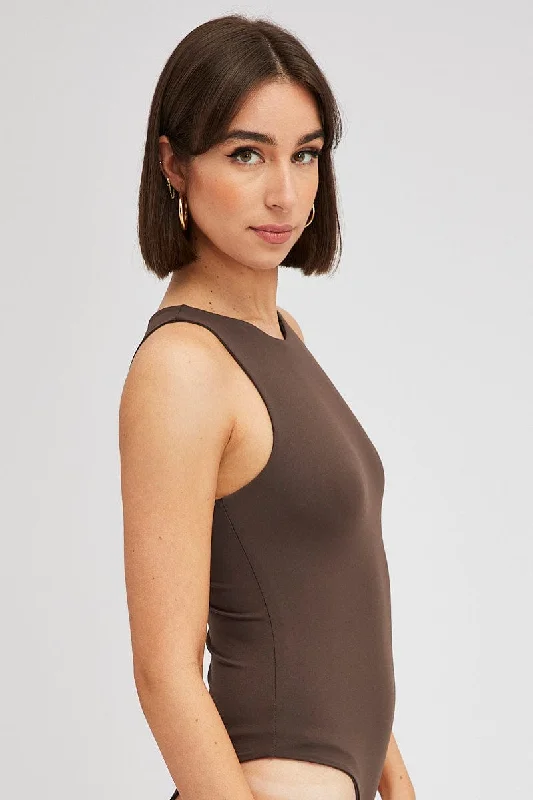 Brown Supersoft Bodysuit Sleeveless