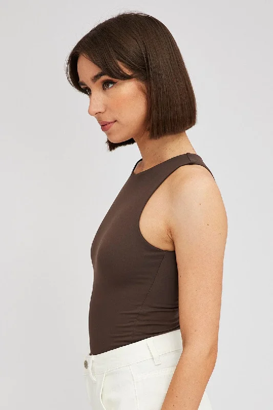 Brown Supersoft Bodysuit Sleeveless