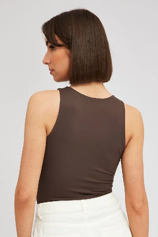 Brown Supersoft Bodysuit Sleeveless