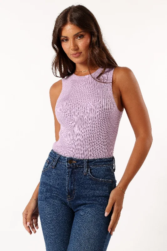 Colson Ribbed Knit Top - Lavender