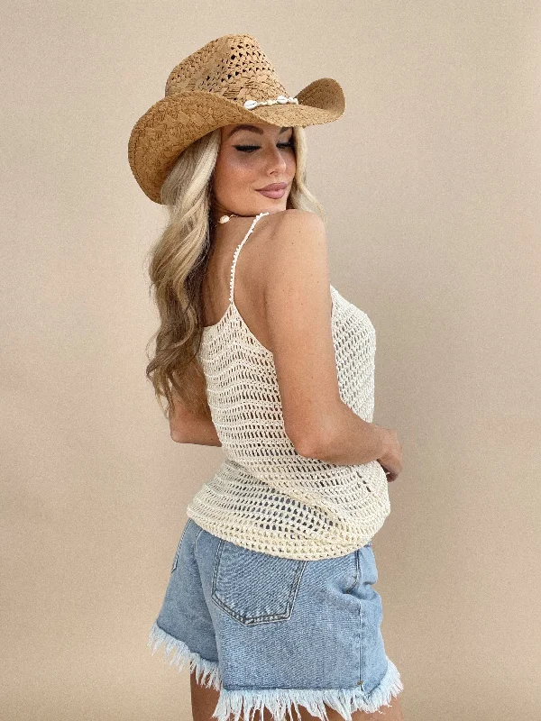 Crochet Beaded Pearl Tank