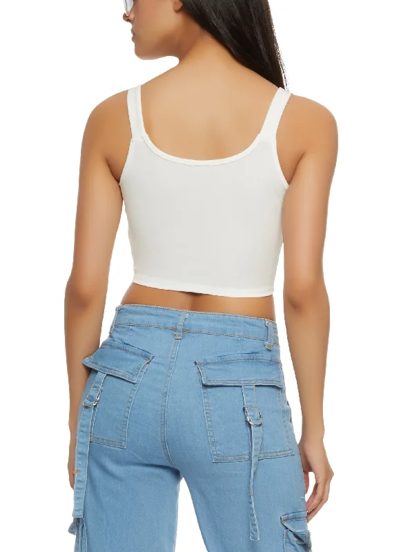 Buckle Strap Cropped Corset Tank Top