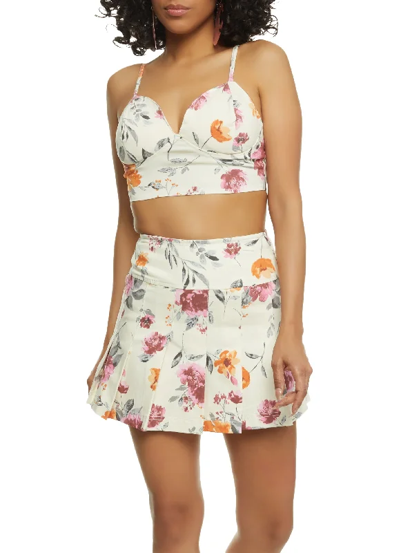 Floral Print Bustier Crop Top