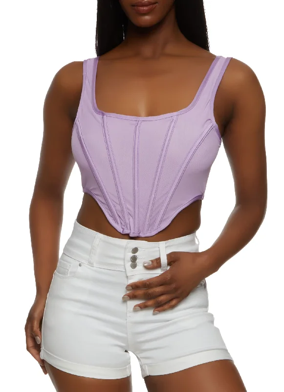 Mesh Corset Cropped Tank Top