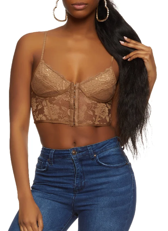 Floral Lace Hook and Eye Closure Corset Crop Top