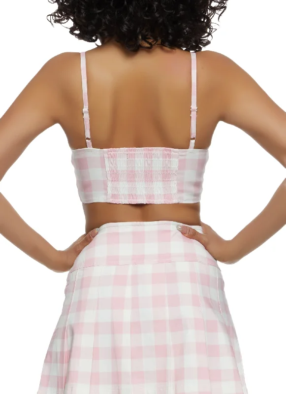 Buffalo Plaid Bustier Crop Top