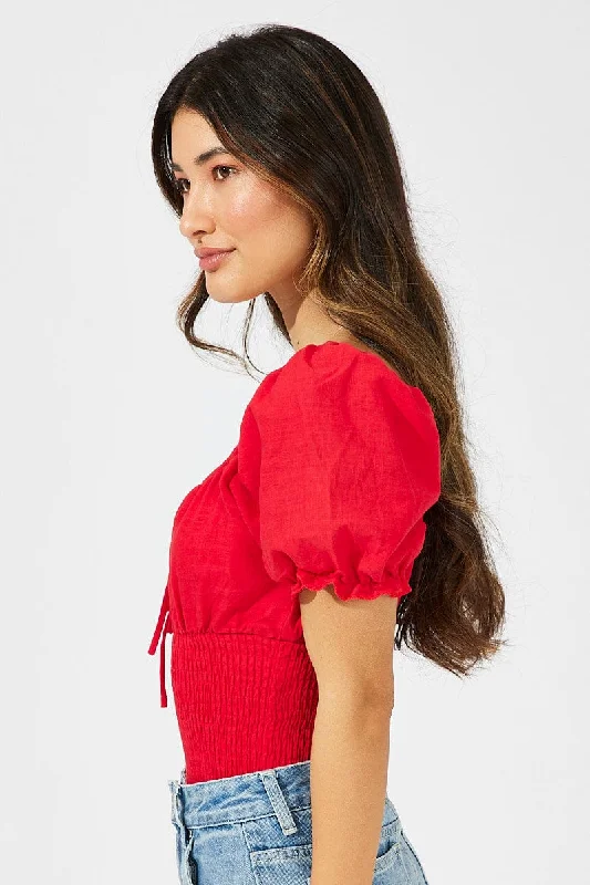 Red Bodysuit Short Sleeve