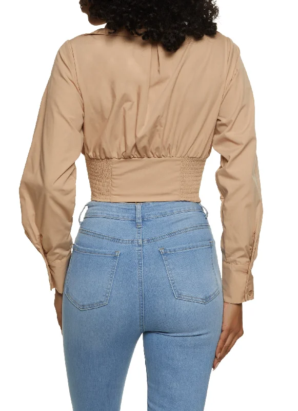 Corset Cropped Button Front Shirt