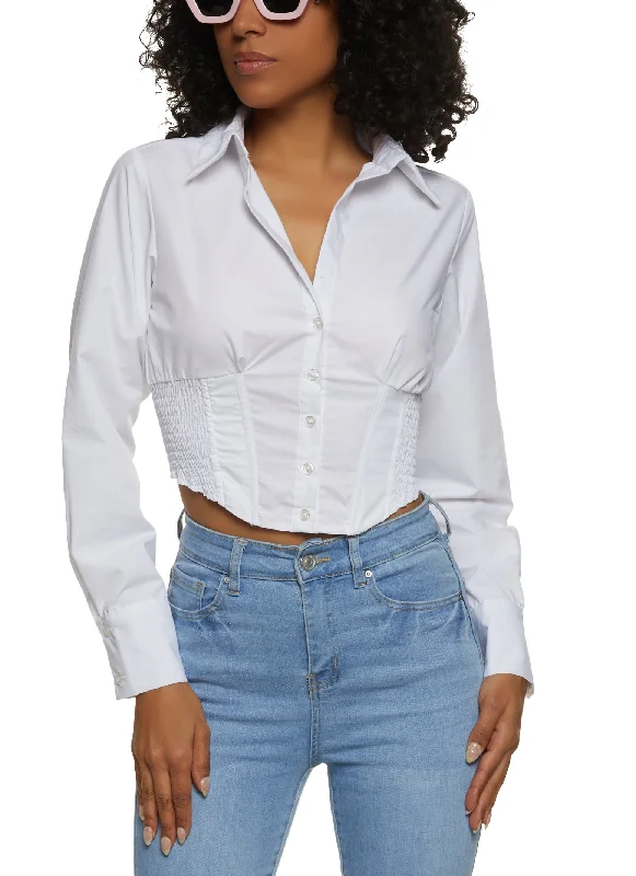 Corset Cropped Button Front Shirt