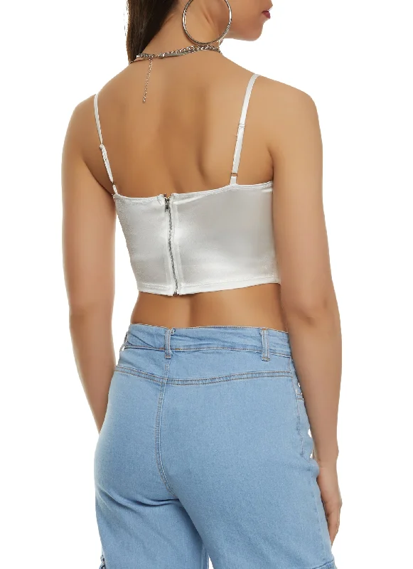 Mesh Detail Crop Bustier Top