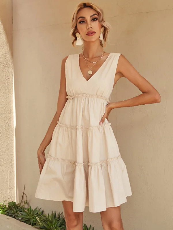 New Casual Solid Summer Women Dress Female V-neck Sleeveless Mini Dress Fashionable Summer Mini Dress New Casual Solid Summer Women Dress Female V-neck Sleeveless Mini Dress Fashionable Summer Mini Dress